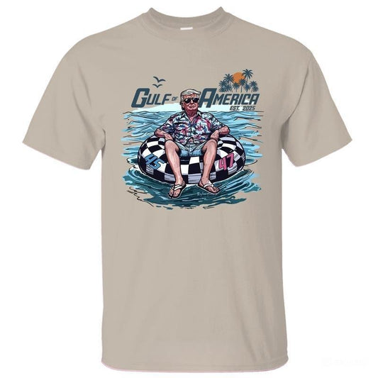 Trump Chillin on the Gulf of America est. 2025 Shirt, Trump Shirt,  Crewneck Graphic Printed Unisex Cotton T-shirt for Men for Women