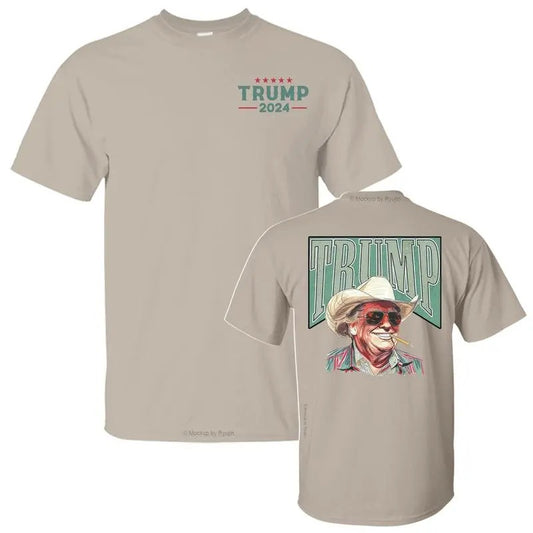 Trump Daddy Western Cowboy Shirt, Make America Great Again, Trump Fighting Shirt, Trump Arrest This Shirt, Trump Supporters, 2 Sided Graphic Printed Unisex Classic Comfort Cotton T-Shirts in all Sizes all Colors for Women For Men