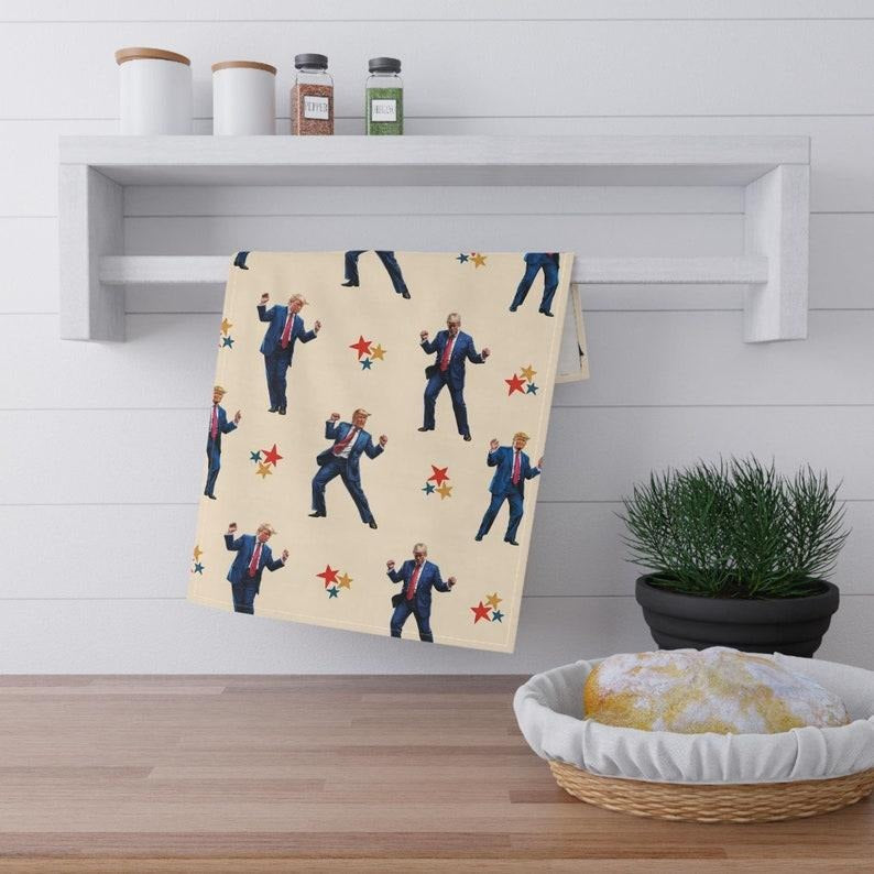 Trump Dance Dish Towel, MAGA Kitchen Towel Design, Trump Victory Gift, Trump Fight Decor, Trumpy Housewarming, Tump Lover...