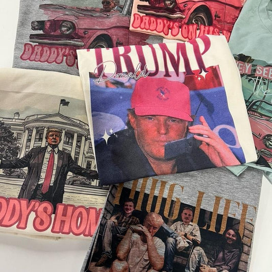 Trump Election Tees President Daddy's Home Thug Life Tshirts Political USA T-Shirts MAGA Tees Pink Policial Tops Womens Election Tees Presidential Trum Tshirts