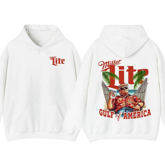 Trump Gulf Of America Miller Lite 2 Sided T-Shirt Sweatshirt Hoodie, Unisex Shirt For Men And Women, Casual Cotton Top