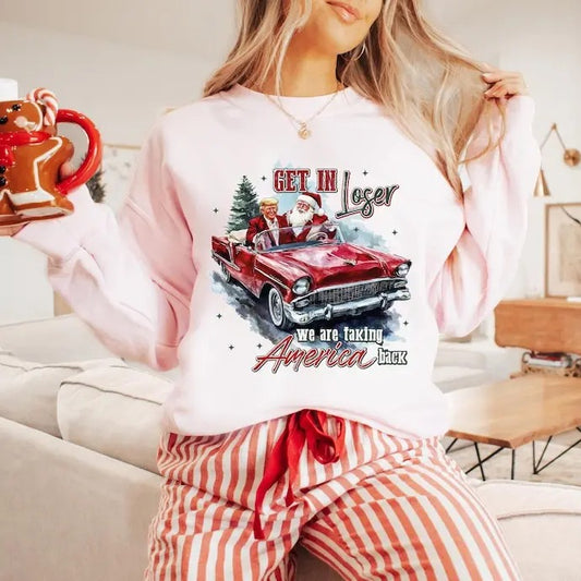 Trump I'll Be Home for Christmas sweatshirt, Republican Xmas Holiday Santa sweatshirt, President Sweate