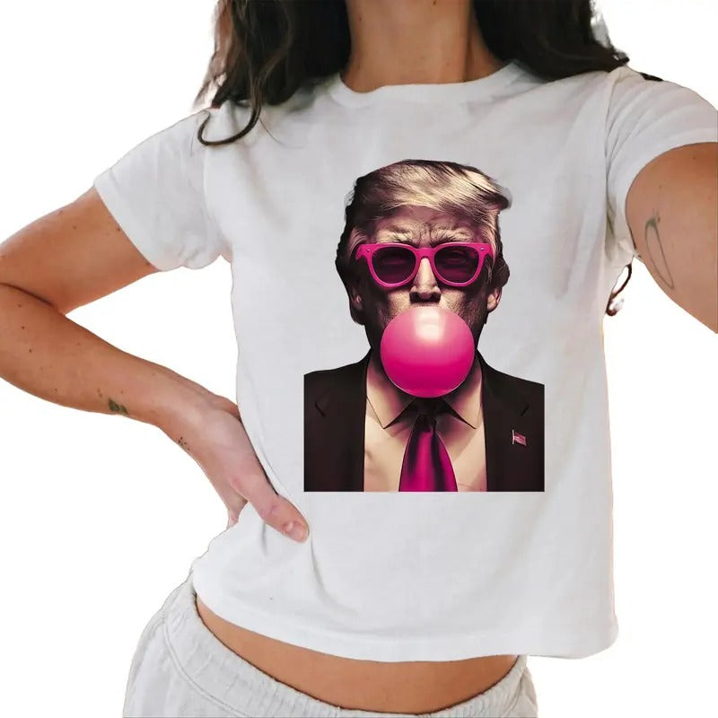 Trump Pink Bubblegum Graphic Tee, Trump, President, Republican Baby Tee Unisex, Trump Christmas, Christmas Baby Tee Casual Comfort