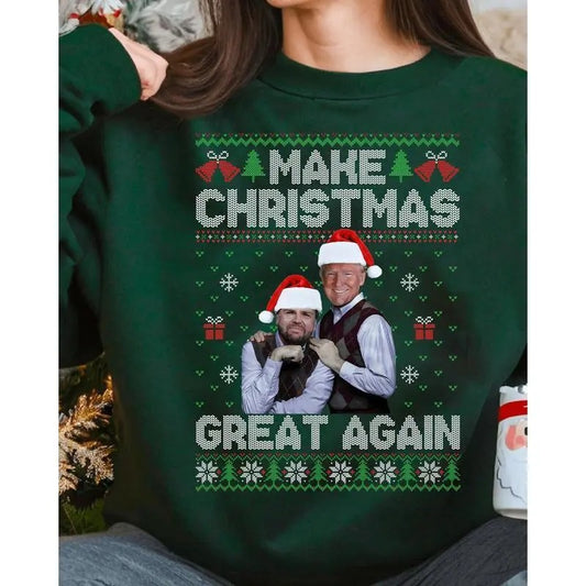 Trump Vance Step Brothers Unisex Sweatshirt Ugly Sweater For Men- For Women, Make Christmas Great Again Shirt, Xmas Gift Hoodie, Casual Cotton Tops