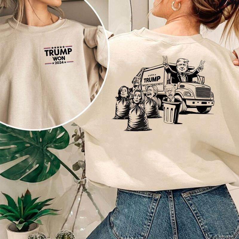 Trump Won 2 Sides Sweatshirt Hoodie, Trump Supporters Shirts, Trump 45th 47th President 2 Sides Sweatshirt, Graphic...