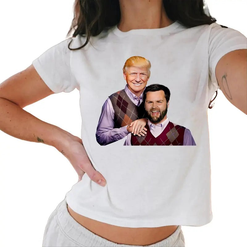 Trump Won Again 2024 Election President 47Th American Flag Baby Tee, Trump Vance 2024 Brothers Funny Parody Trump J.D. Vance Bros Casual Comfort