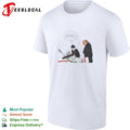 Trump cartoon checking for wallet on Statue of Liberty shirt