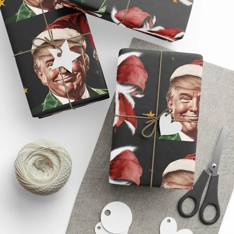 Trump theme wrapping paper, Christmas Wrapping Paper, President wrapping papper, Holiday Gift Wrap, Merry Christmas Decor, Wrapping
