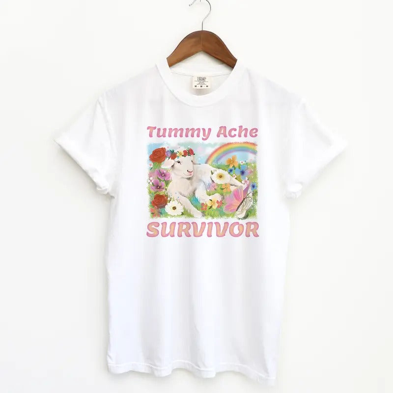 Tummy Ache Survivor Lamb Tshirt, Cute Tshirt, Comfort Colors Shirt Hoodie, Sweatshirt | WearSparks.com