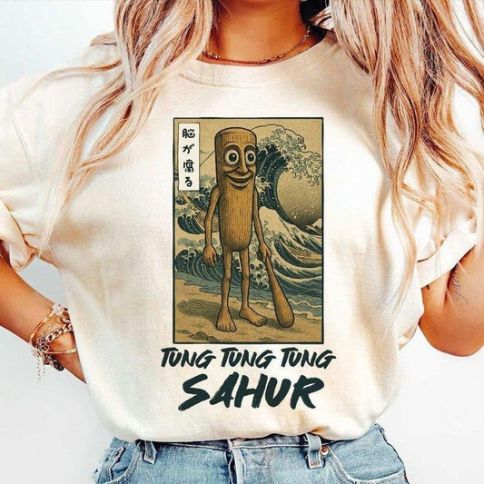 Tung Tung Tung Sahur Brainrot Shirt , Funny Baseball Bat Meme T-Shirt , Ukiyo-e Japanese Style Ramadan Tee, Gift for Mom,...
