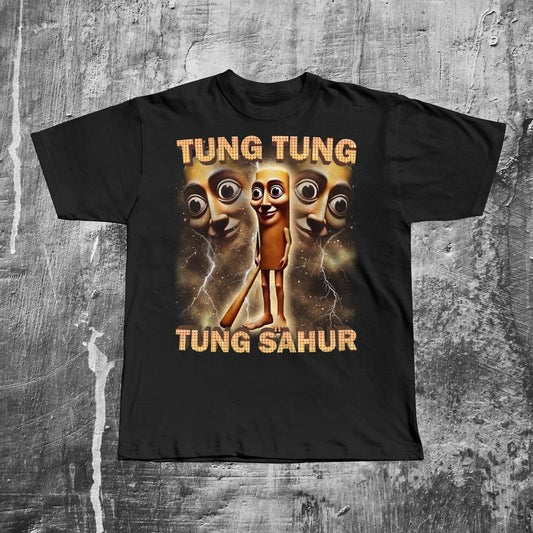 Tung Tung Tung Sahur Funny Baseball Bat Meme T-shirt, Italian Brainrot Shirt, Dank Memes, Unhinged Clothes, Weird Tee,...