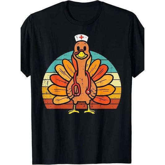 Turkey Nurse Stethoscope Thanksgiving Fall Men T-Shirt Made in USA