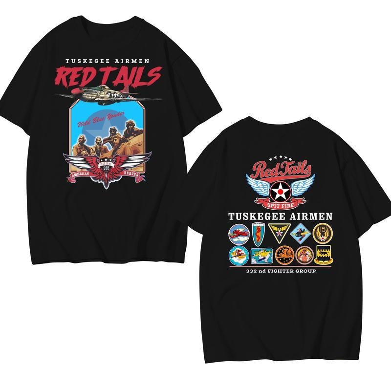 Tuskegee Airmen T-Shirt, Tuskegee Airmen Red Tails Graphic on Short-Sleeve Unisex T-Shirt, Black History T-Shirt, Graphic Tee, Casual Top