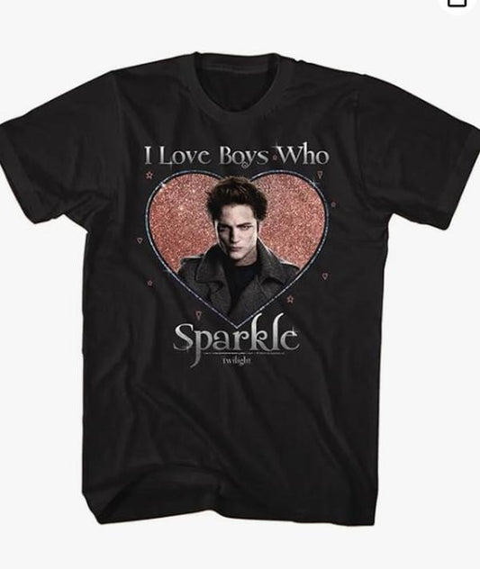 Twilight T Shirt I Love Boys Who Sparkle Adult Short Sleeve T Shirts Twilight Movies Graphic Tees