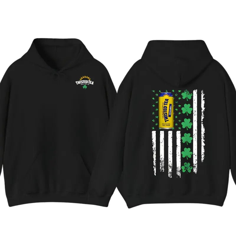 Twisted Tea Flag With Shamrocks For St. Patrick's Day Hoodie T-Shirt , Unisex Shirt