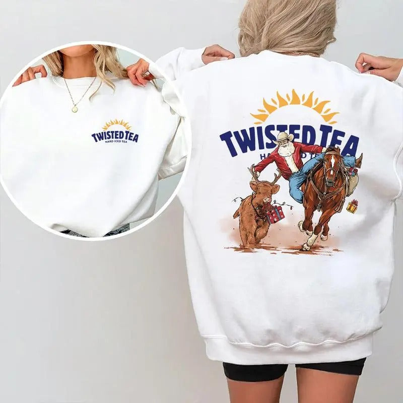Twisted Tea Santa Christmas Cow Boy Style Unisex Sweatshirt