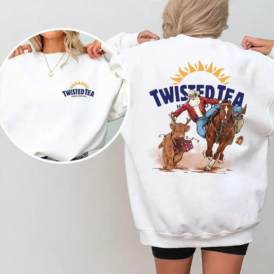 Twisted Tea Santa Christmas Cow Boy Style Unisex Sweatshirt