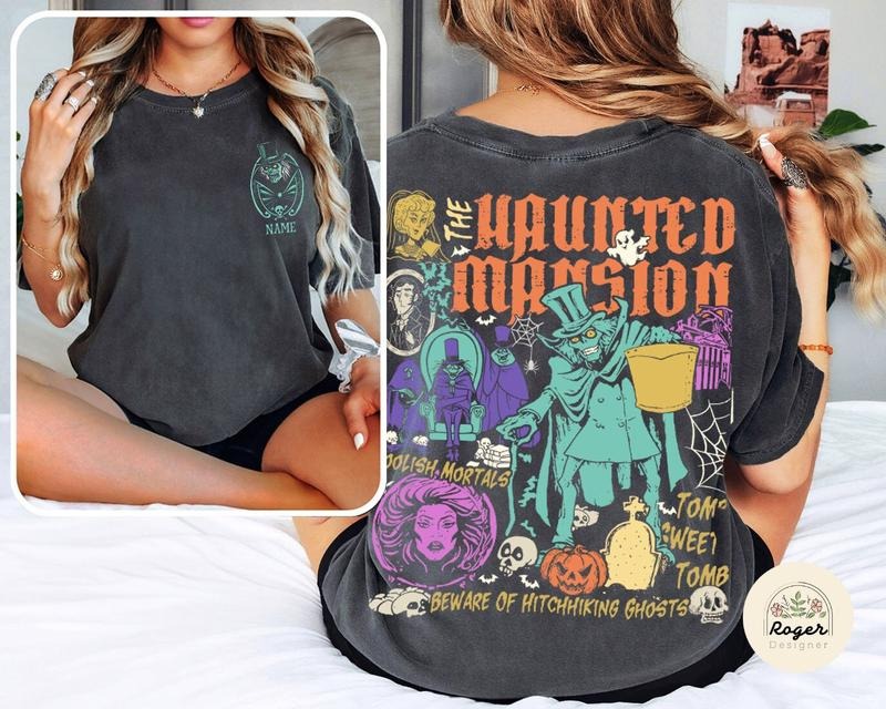 Two-sided The Haunted Mansion Halloween T-shirt, Retro Halloween Shirt, Halloween Matching Shirt Family Holiday Trip Shirt