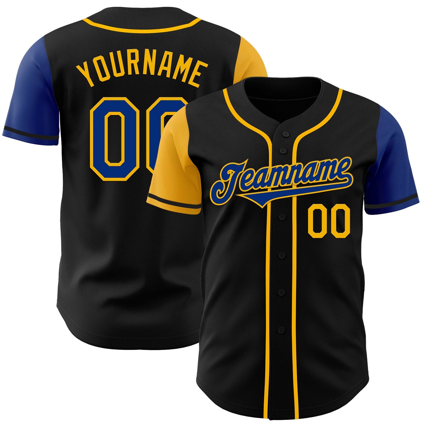 Custom Black Royal-Gold Authentic Two Tone Baseball Jersey T-Shirts, Hoodie, Sweatshirt | WearSparks.com (Image 1)