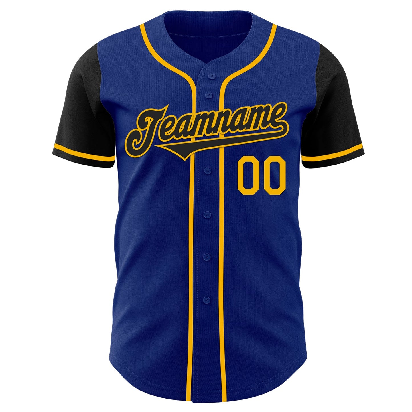 Custom Royal Black-Gold Authentic Two Tone Baseball Jersey