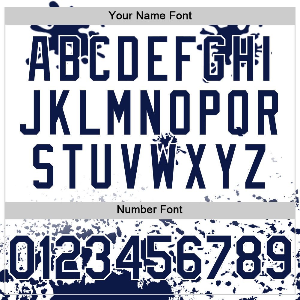 Custom White Navy-Yellow Splatter Camo Two Tone Authentic Baseball Jersey