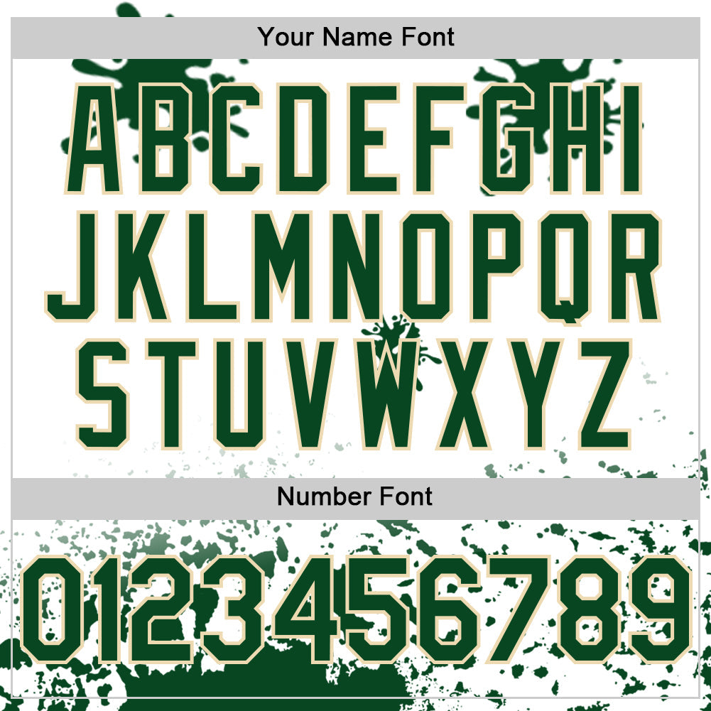 Custom White Green-Cream Splatter Camo Two Tone Authentic Baseball Jersey