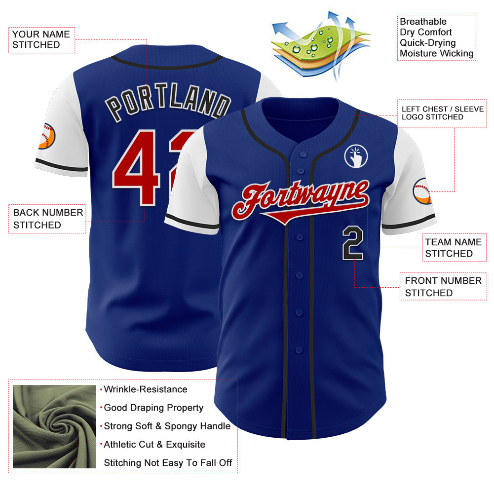 Custom Royal Red Black-White Two Tone Authentic Baseball Jersey