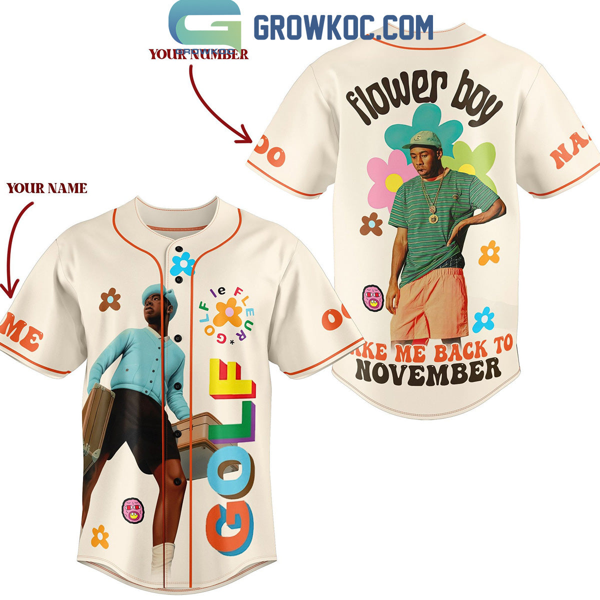 Tyler The Creator Flower Boy Take Me Back To November Personalized Baseball Jersey
