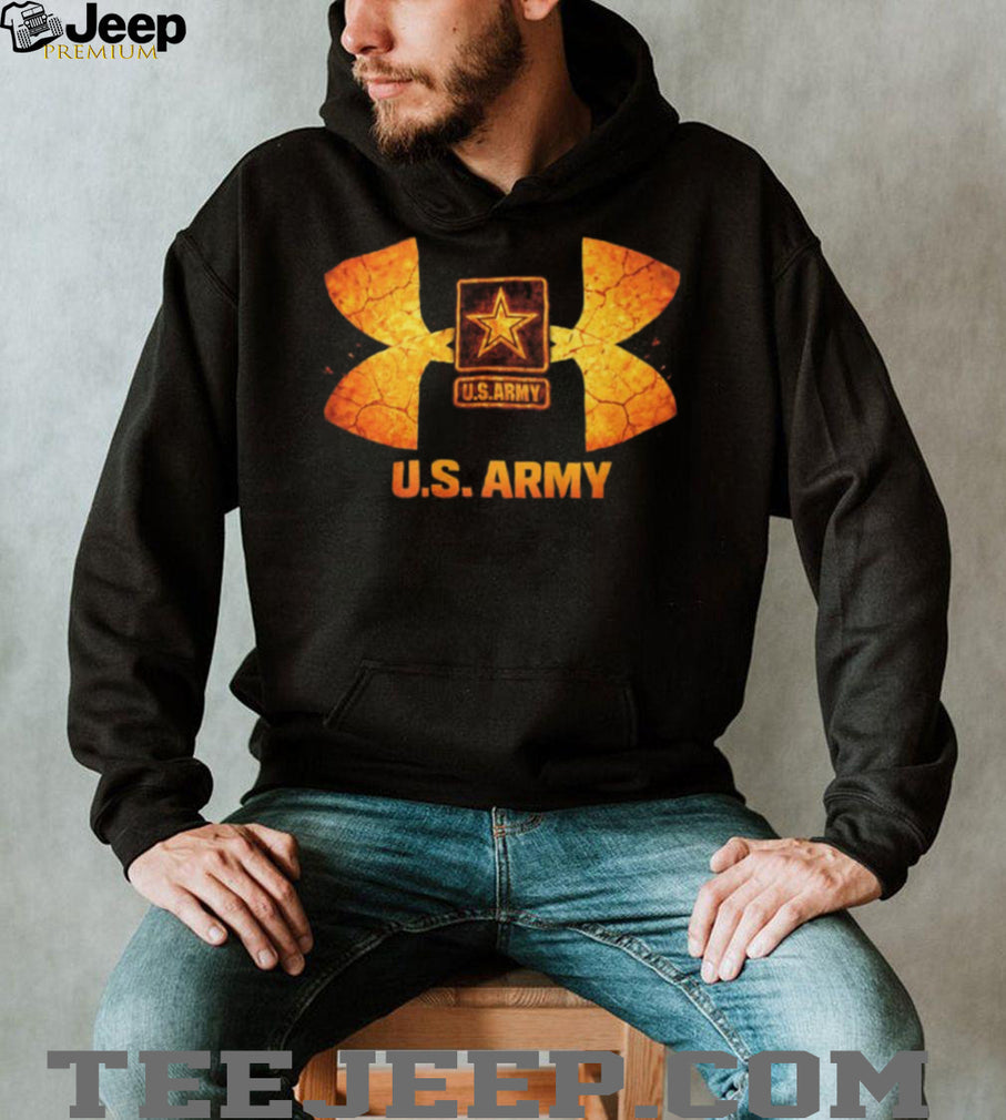 U.S. Army Star Logo Cracked Fire Design Patriotic T Shirt