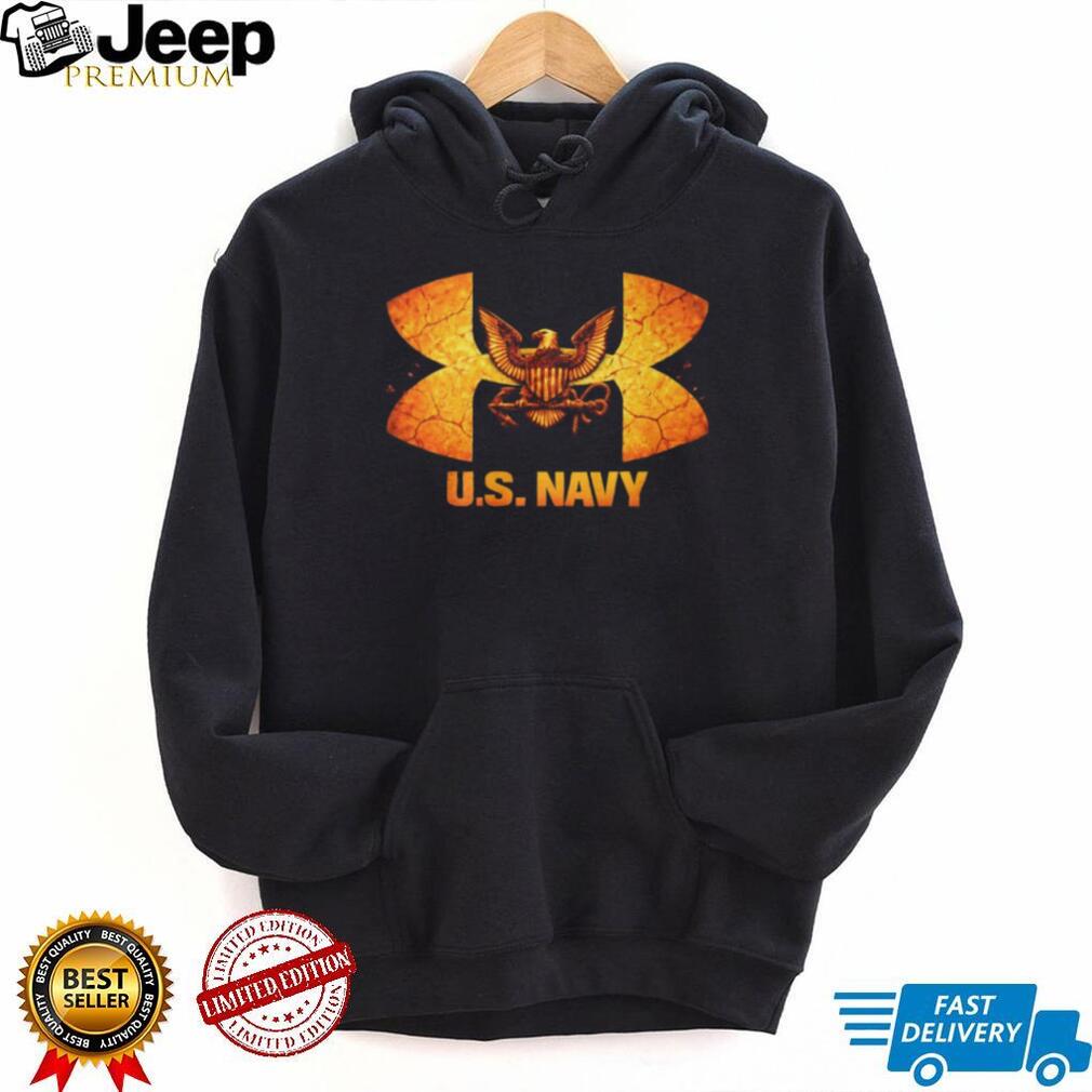 U.S. Navy Eagle & Anchor Cracked Fire Logo Graphic T Shirt