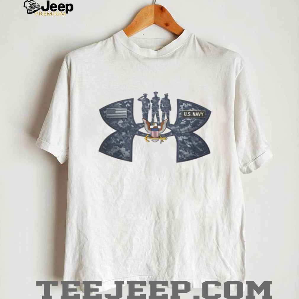 U.S. Navy Veteran Salute Blue Camo Patriotic Military T Shirt