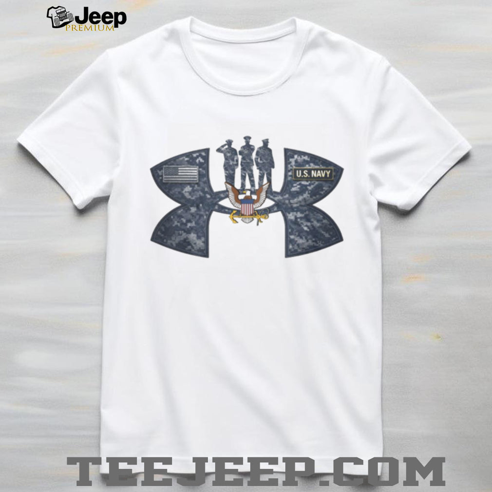 U.S. Navy Veteran Salute Blue Camo Patriotic Military T Shirt