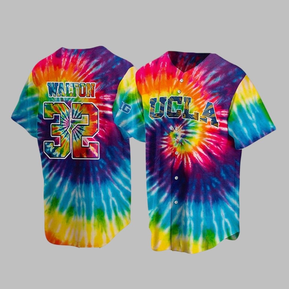 UCLA Honors The Late Bill Walton Tie Dye Baseball Jersey - Grishko.com T-Shirts, Hoodie, Sweatshirt (Image 1)