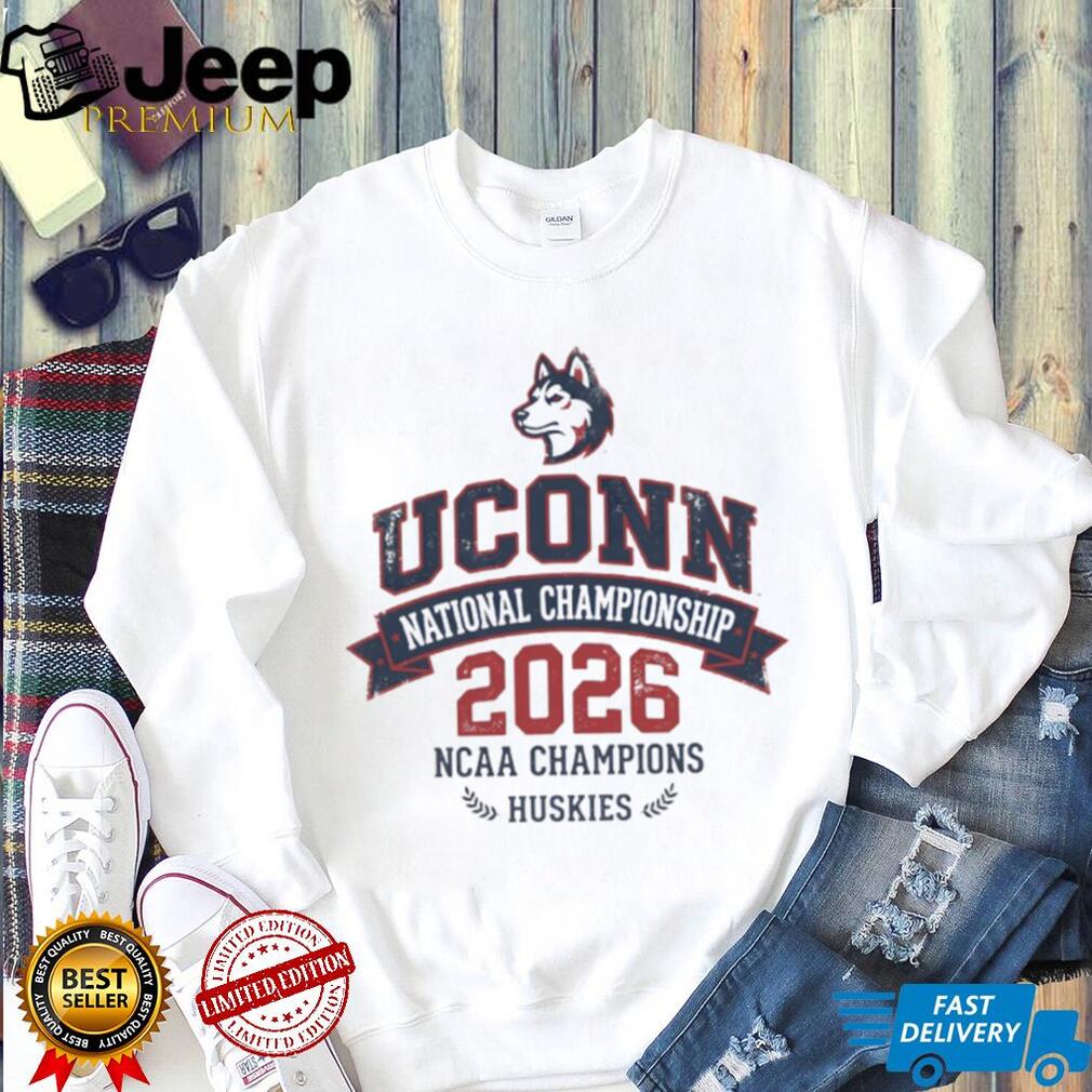 UConn Huskies 2026 NCAA Champions Collegiate Ribbon White T Shirt
