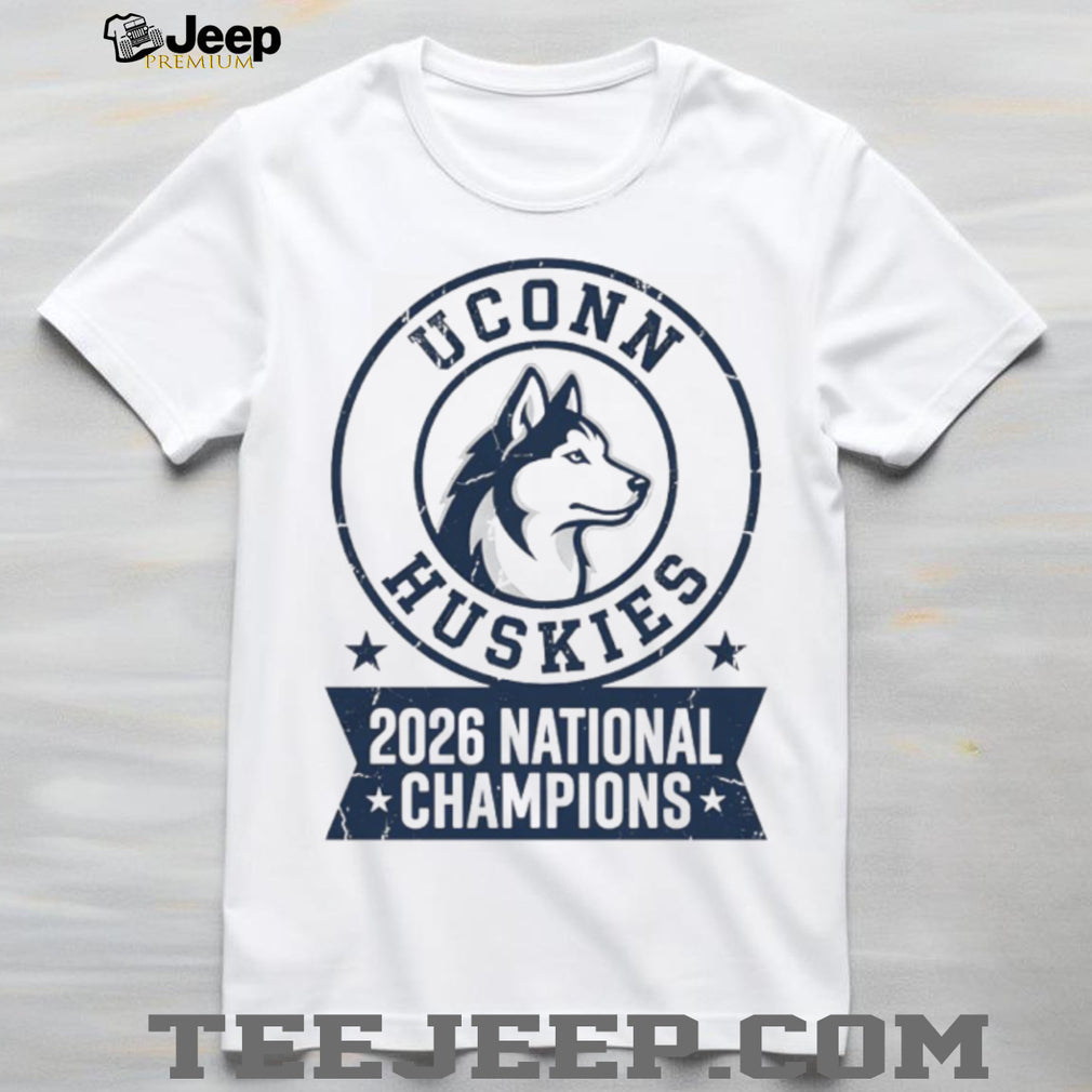 UConn Huskies 2026 National Champions Minimalist Profile White T Shirt