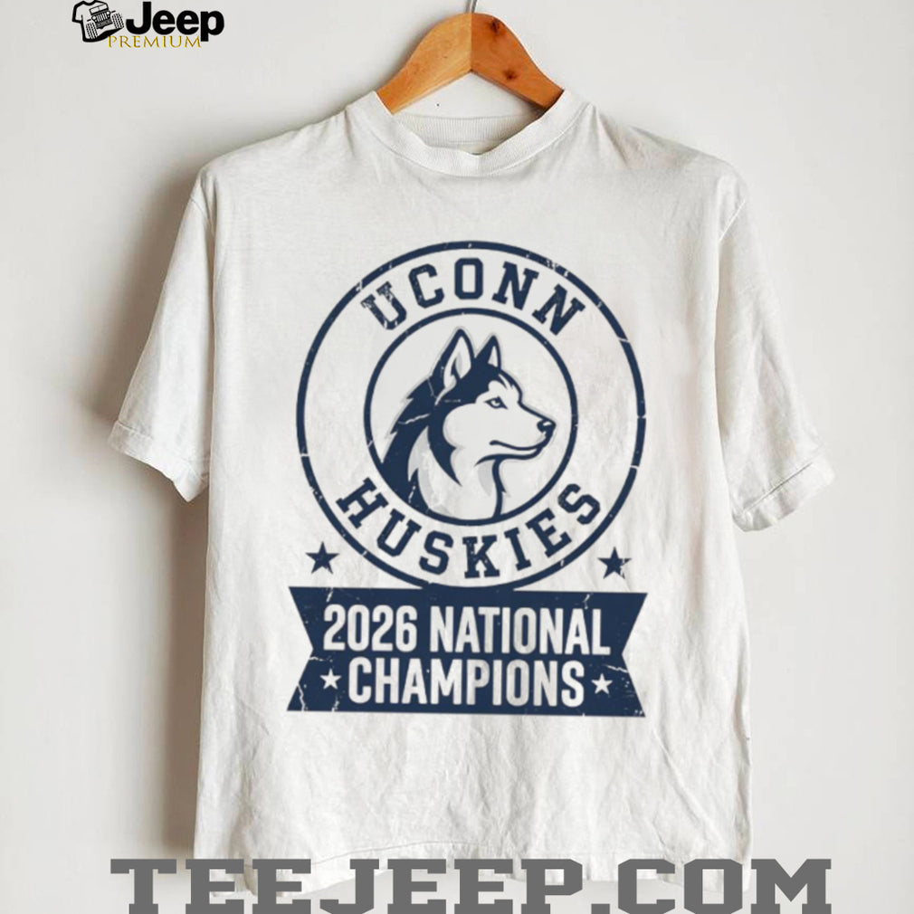 UConn Huskies 2026 National Champions Minimalist Profile White T Shirt