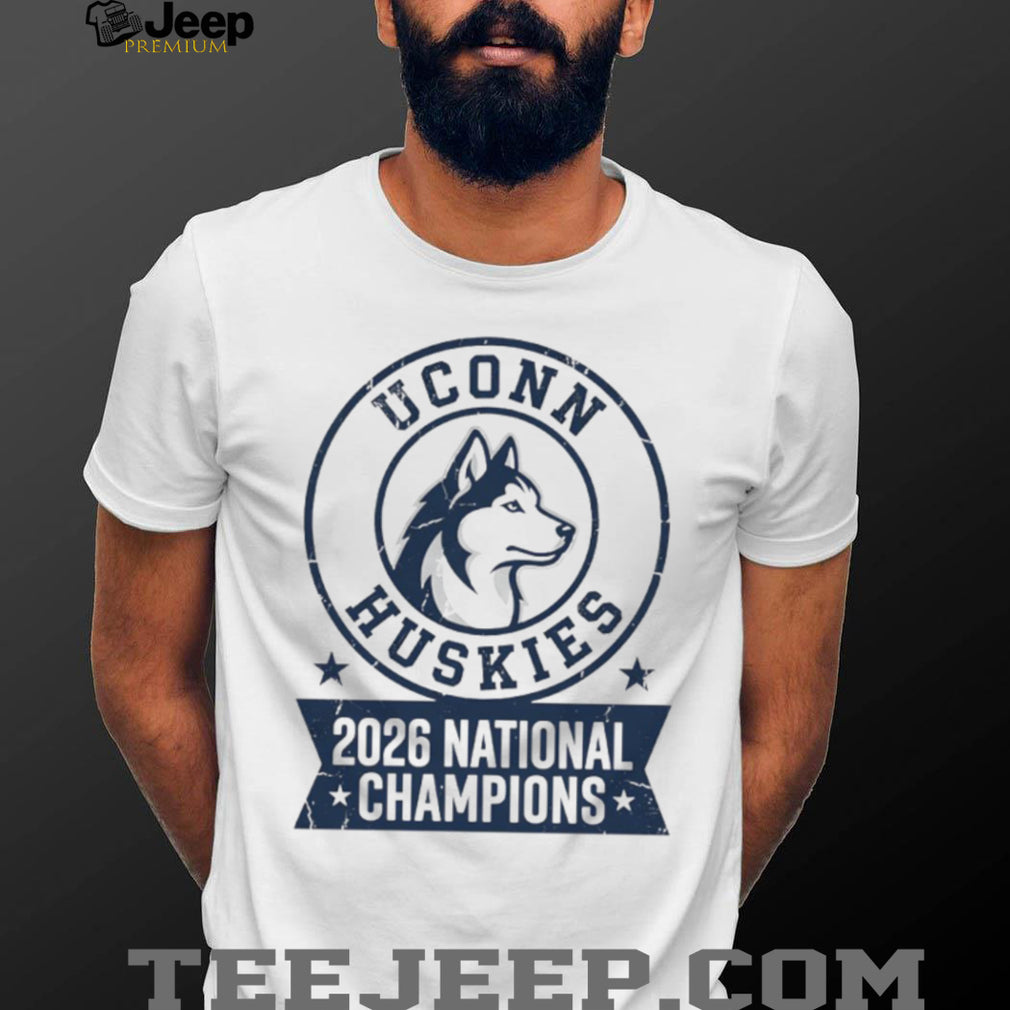 UConn Huskies 2026 National Champions Minimalist Profile White T Shirt