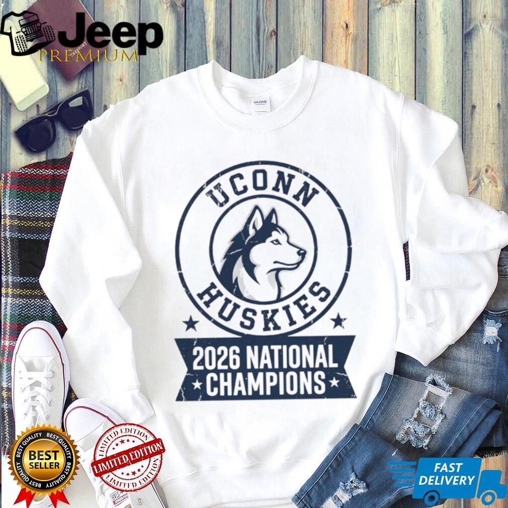 UConn Huskies 2026 National Champions Minimalist Profile White T Shirt