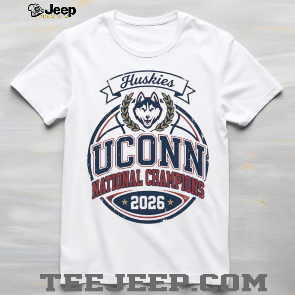 UConn Huskies 2026 National Champions Vintage Circle White T Shirt