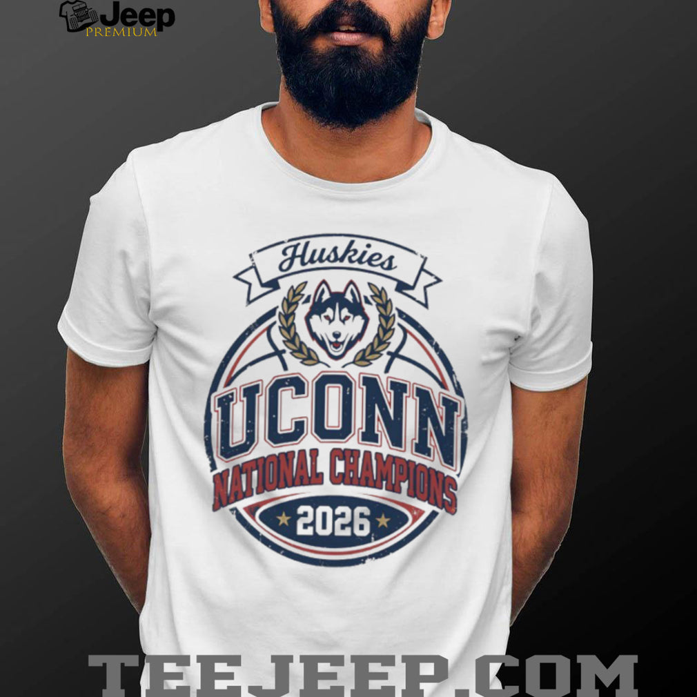 UConn Huskies 2026 National Champions Vintage Circle White T Shirt