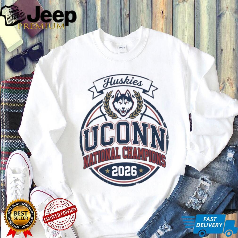 UConn Huskies 2026 National Champions Vintage Circle White T Shirt