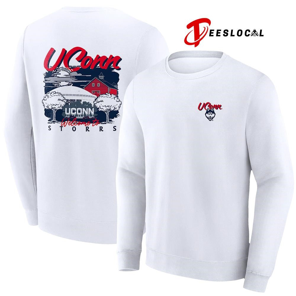 UConn Huskies welcome to Storrs hand drawn campus graphic shirt