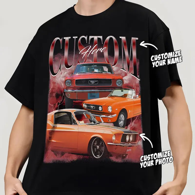 [UNISEX T-SHIRT]  Vintage Custom Your Car Photo Tee, Custom Car Vintage 90s Outfit, Custom Birthday Gifts, Gift for Girlfriend, Boyfriend