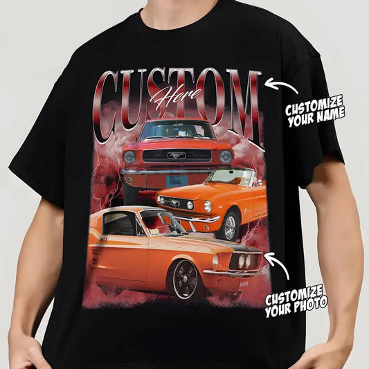 [UNISEX T-SHIRT]  Vintage Custom Your Car Photo Tee, Custom Car Vintage 90s Outfit, Custom Birthday Gifts, Gift for Girlfriend, Boyfriend
