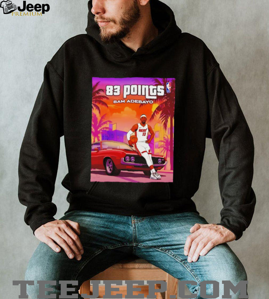 Bam Adebayo 83 Points Miami Vice Style Red Muscle Car T Shirt