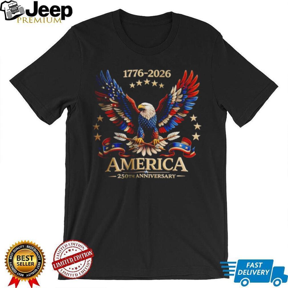 US America 250th Anniversary Independence Day 1776 2026 Bald Eagle Flag Retro T Shirt
