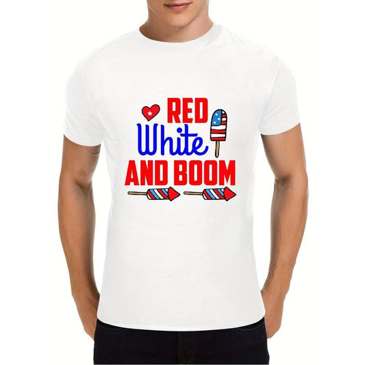 US Flag cotton pattern casual men's T-shirt Made in USA