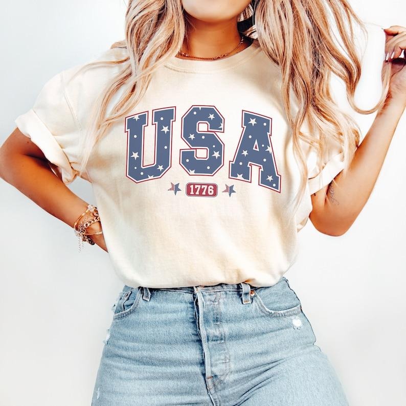USA 1776 Shirt, America Shirt, Fourth of July Shirts, 4th of July Tee, Patriotic, America Est 1776 T-Shirt, Red White and...