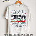USA 250 Years of Freedom American Flag Text Shirt