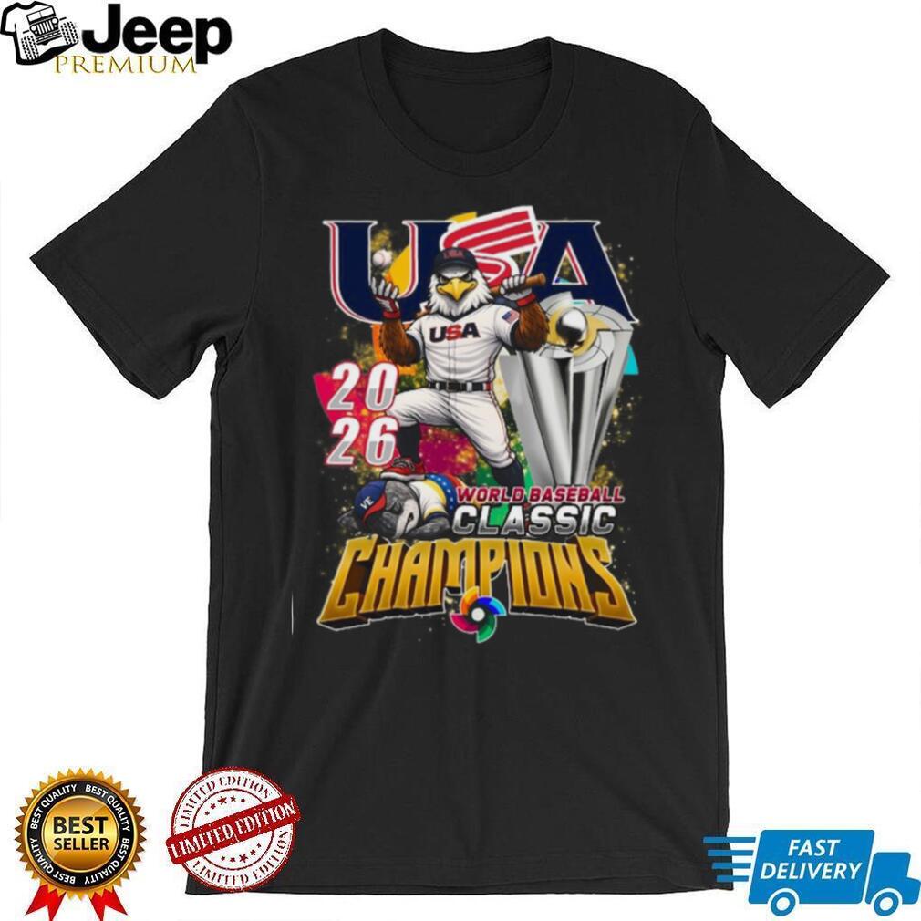USA Baseball 2026 World Baseball Classic Champions Gold Mascot T Shirt